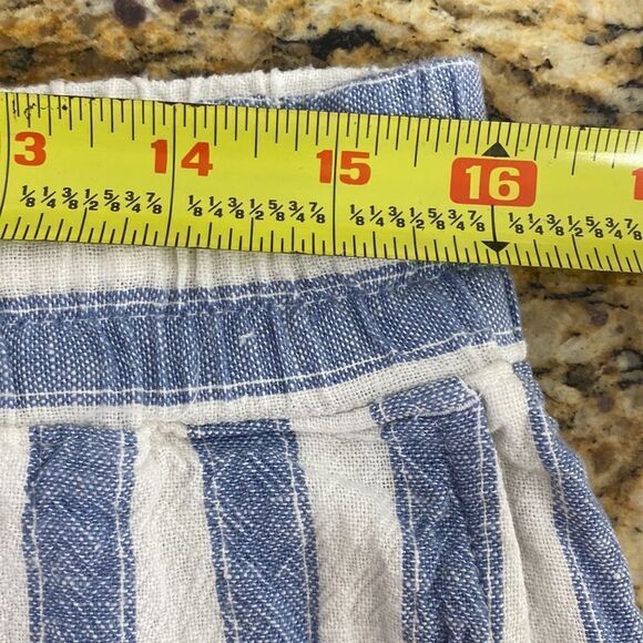 ❤️Last Chance GAP striped white & blue linen blend high rise short size L - Picture 7 of 10